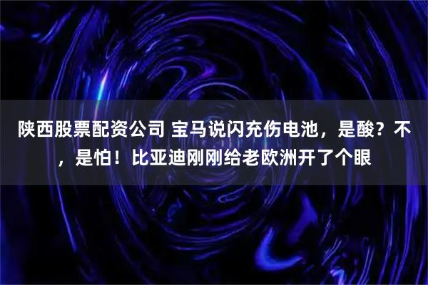 陕西股票配资公司 宝马说闪充伤电池，是酸？不，是怕！比亚迪刚刚给老欧洲开了个眼